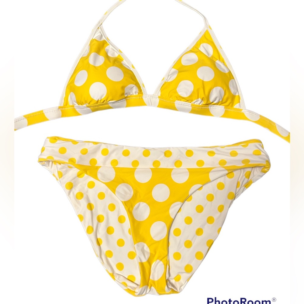🔥 Reversible yellow polk-a-dot bikini… brand new, never worn